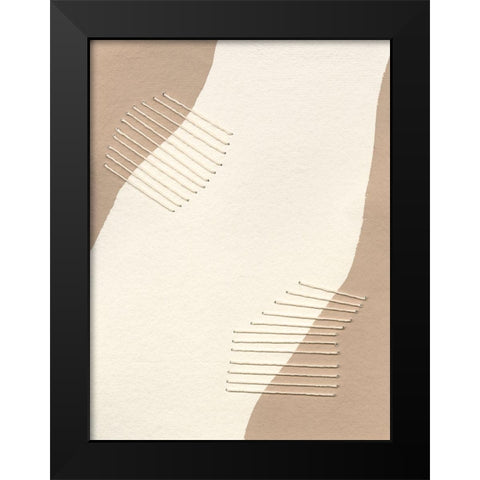 Neutral Stitches II Black Modern Wood Framed Art Print by Moore, Regina