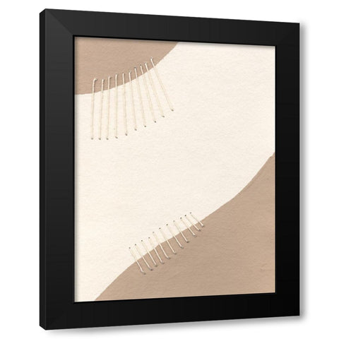 Neutral Stitches III Black Modern Wood Framed Art Print with Double Matting by Moore, Regina