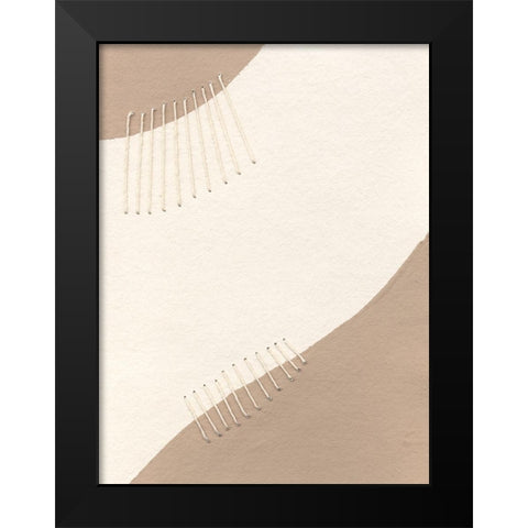 Neutral Stitches III Black Modern Wood Framed Art Print by Moore, Regina