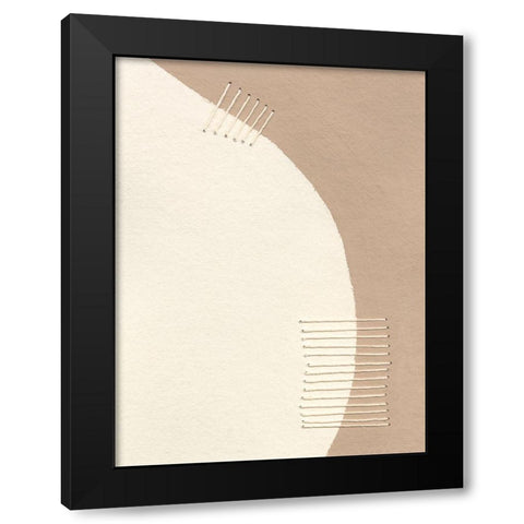 Neutral Stitches IV Black Modern Wood Framed Art Print with Double Matting by Moore, Regina