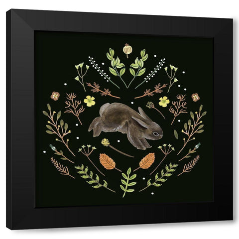 Bunny Field V Black Modern Wood Framed Art Print with Double Matting by Wang, Melissa