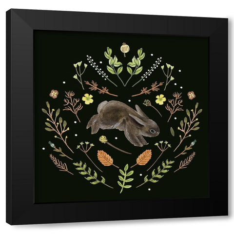 Bunny Field V Black Modern Wood Framed Art Print by Wang, Melissa