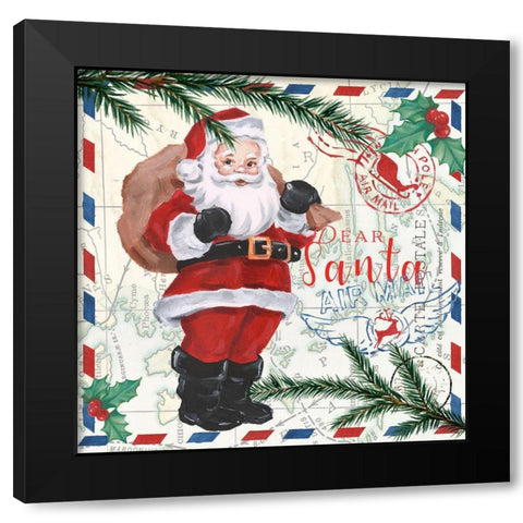 Christmas Par Avion I Black Modern Wood Framed Art Print by Harper, Ethan