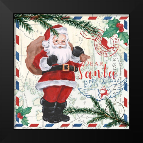 Christmas Par Avion I Black Modern Wood Framed Art Print by Harper, Ethan