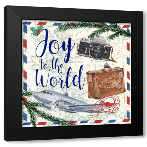 Christmas Par Avion II Black Modern Wood Framed Art Print with Double Matting by Harper, Ethan