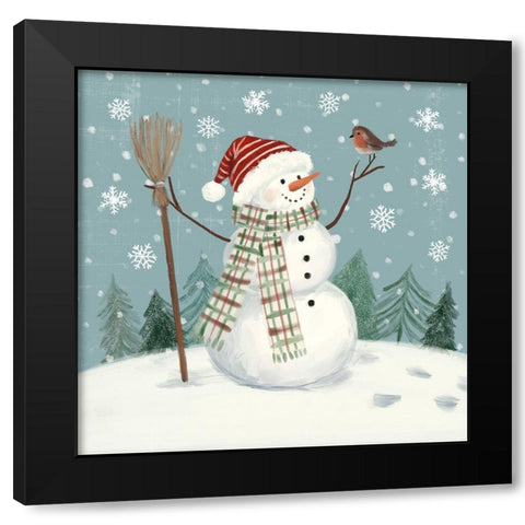 Jolly Snowman I Black Modern Wood Framed Art Print with Double Matting by Barnes, Victoria