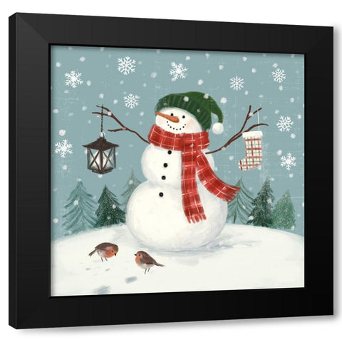 Jolly Snowman II Black Modern Wood Framed Art Print with Double Matting by Barnes, Victoria