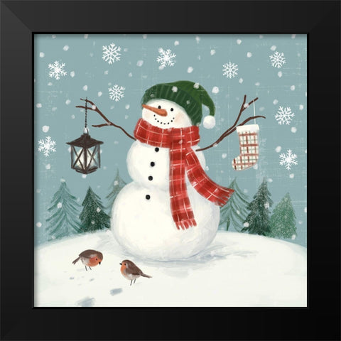 Jolly Snowman II Black Modern Wood Framed Art Print by Barnes, Victoria