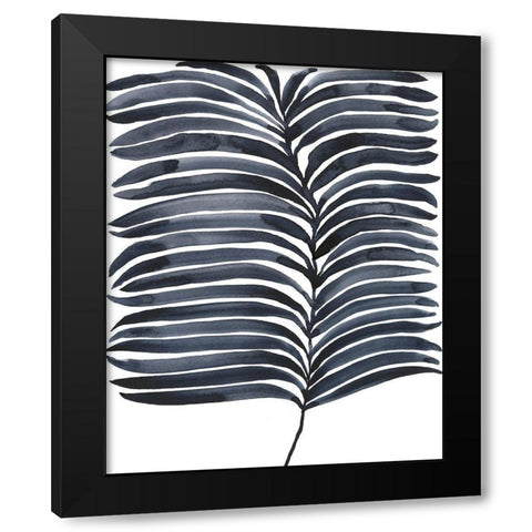 Indigo Fronds I Black Modern Wood Framed Art Print with Double Matting by Moore, Regina