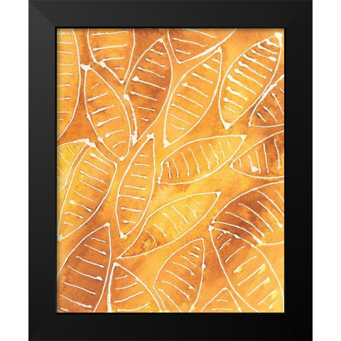 Stylized Leaf Shapes I Black Modern Wood Framed Art Print by Moore, Regina