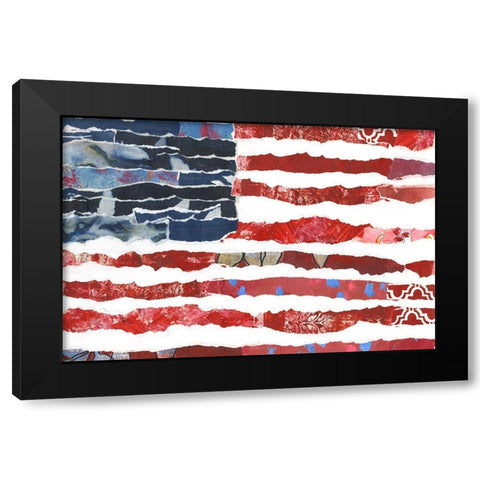 Patriotic Collage Flag II Black Modern Wood Framed Art Print with Double Matting by Moore, Regina