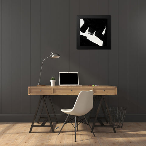 Block Brushwork IX Black Modern Wood Framed Art Print by Vess, June Erica