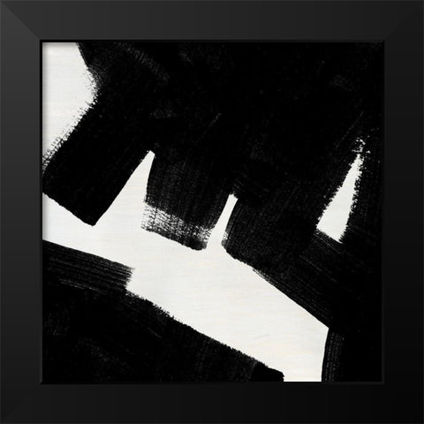 Block Brushwork IX Black Modern Wood Framed Art Print by Vess, June Erica