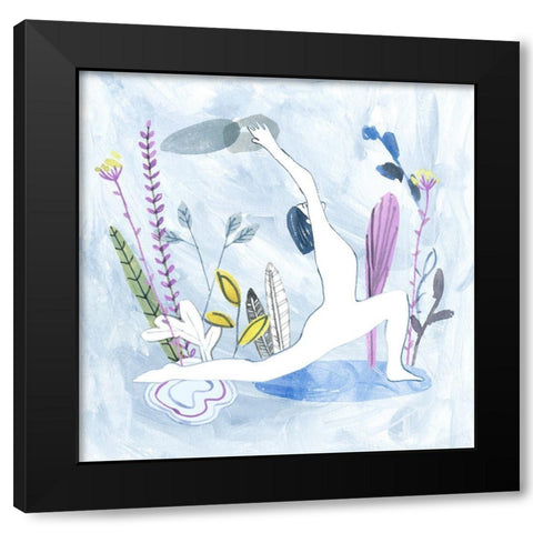 Meditation Garden Yoga II Black Modern Wood Framed Art Print with Double Matting by Wang, Melissa