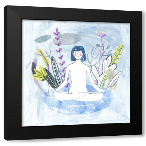 Meditation Garden Yoga III Black Modern Wood Framed Art Print with Double Matting by Wang, Melissa