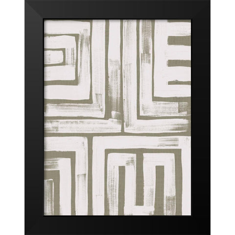 Maze Interlock I Black Modern Wood Framed Art Print by Vess, June Erica