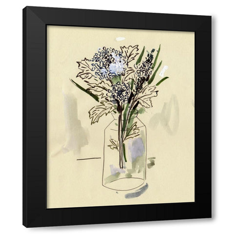 Hydrangea in the Bottle I Black Modern Wood Framed Art Print with Double Matting by Wang, Melissa