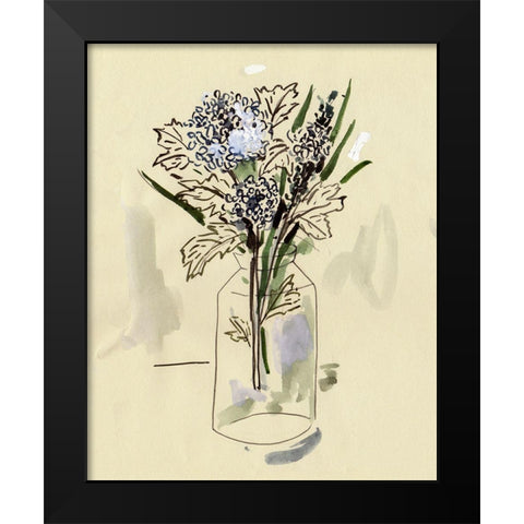 Hydrangea in the Bottle I Black Modern Wood Framed Art Print by Wang, Melissa