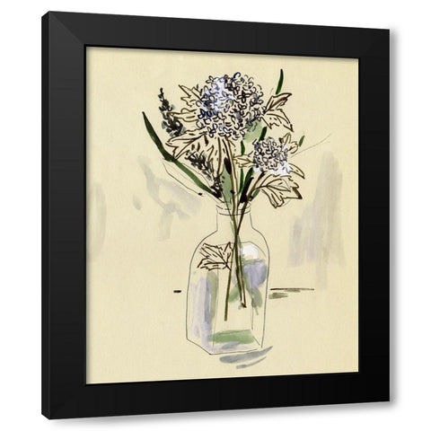 Hydrangea in the Bottle II Black Modern Wood Framed Art Print with Double Matting by Wang, Melissa