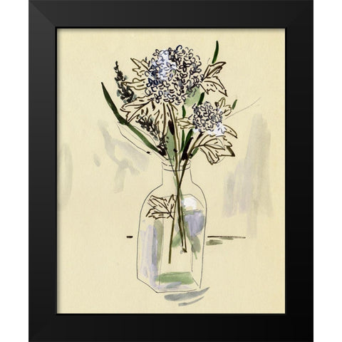 Hydrangea in the Bottle II Black Modern Wood Framed Art Print by Wang, Melissa