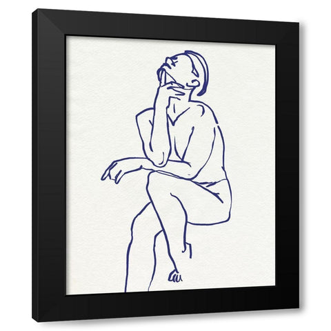 Figure In Blue I Black Modern Wood Framed Art Print with Double Matting by Warren, Annie