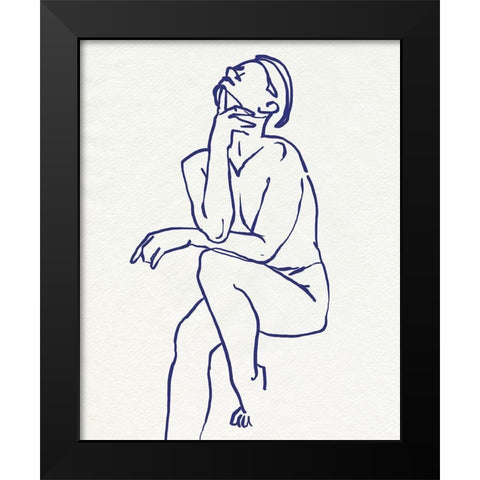 Figure In Blue I Black Modern Wood Framed Art Print by Warren, Annie