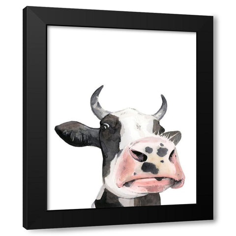 Watercolor Cow Portrait I Black Modern Wood Framed Art Print by Popp, Grace