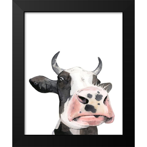Watercolor Cow Portrait I Black Modern Wood Framed Art Print by Popp, Grace