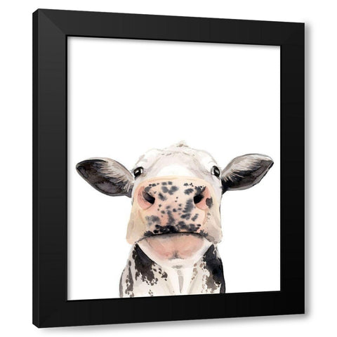 Watercolor Cow Portrait II Black Modern Wood Framed Art Print with Double Matting by Popp, Grace