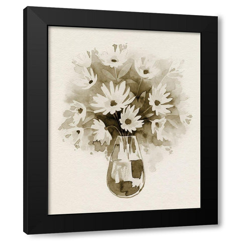 Daisy Bouquet Sketch III Black Modern Wood Framed Art Print with Double Matting by Popp, Grace