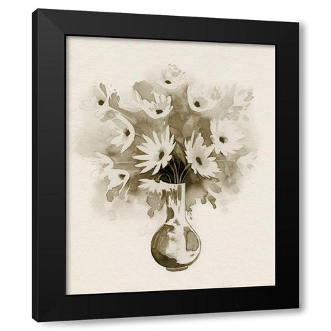 Daisy Bouquet Sketch IV Black Modern Wood Framed Art Print with Double Matting by Popp, Grace