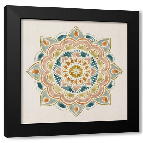 Summer Mandala I Black Modern Wood Framed Art Print with Double Matting by Borges, Victoria