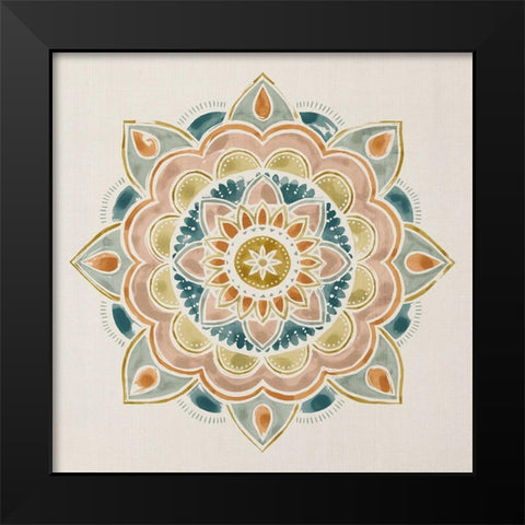 Summer Mandala I Black Modern Wood Framed Art Print by Borges, Victoria