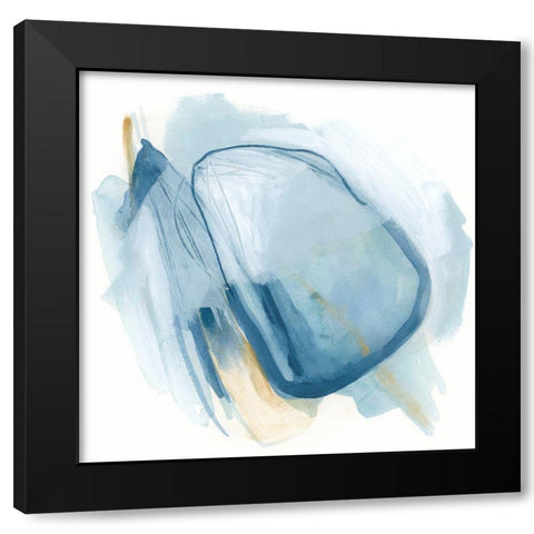 Blue Interference II Black Modern Wood Framed Art Print by Vess, June Erica