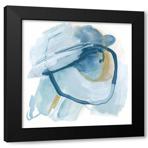 Blue Interference III Black Modern Wood Framed Art Print by Vess, June Erica
