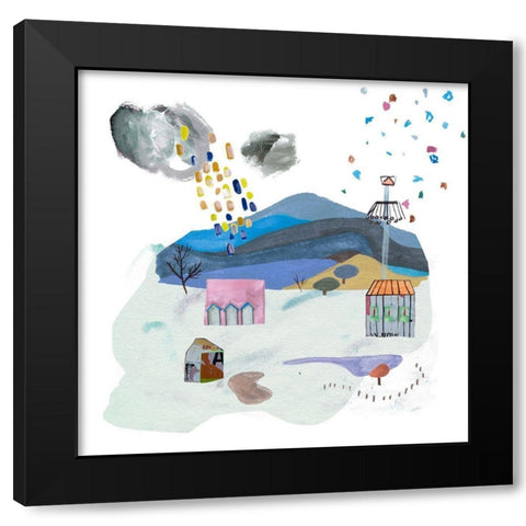 The Valley Playground II Black Modern Wood Framed Art Print with Double Matting by Wang, Melissa