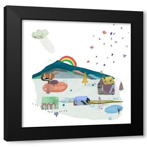 The Valley Playground III Black Modern Wood Framed Art Print with Double Matting by Wang, Melissa