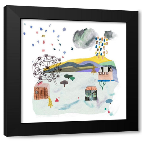 The Valley Playground IV Black Modern Wood Framed Art Print with Double Matting by Wang, Melissa