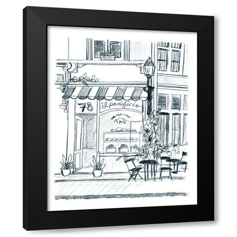Italian Street Sketch I Black Modern Wood Framed Art Print with Double Matting by Vess, June Erica