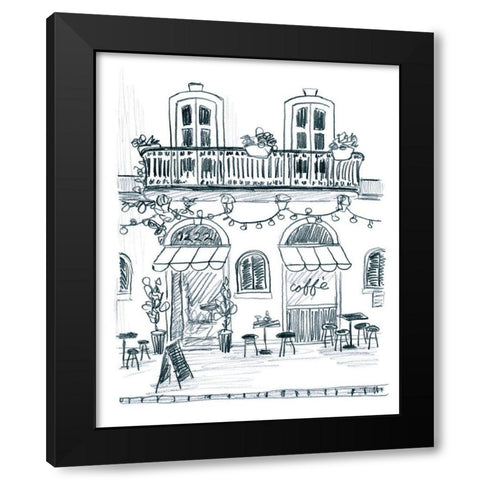 Italian Street Sketch II Black Modern Wood Framed Art Print with Double Matting by Vess, June Erica