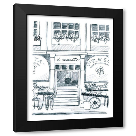 Italian Street Sketch IV Black Modern Wood Framed Art Print by Vess, June Erica