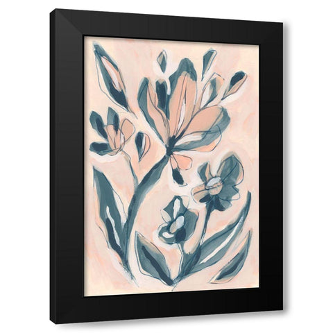 Indigo Blush Garden I Black Modern Wood Framed Art Print with Double Matting by Vess, June Erica
