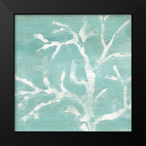 Cerulean Sea Coral IV Black Modern Wood Framed Art Print by Vess, June Erica