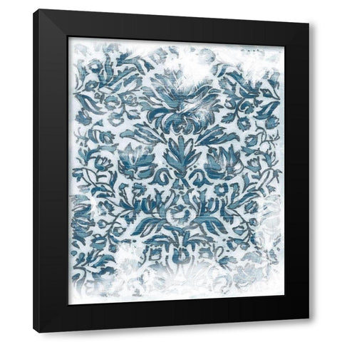 Denim Damask III Black Modern Wood Framed Art Print by Vess, June Erica
