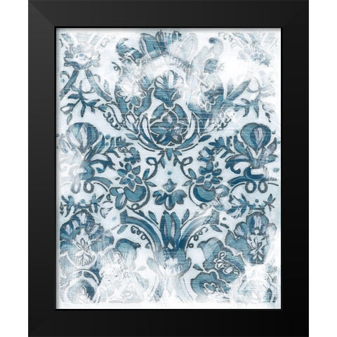 Denim Damask IV Black Modern Wood Framed Art Print by Vess, June Erica