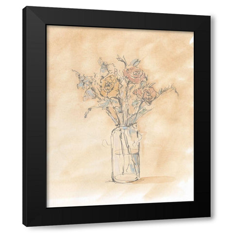 Antique Pastel Floral I Black Modern Wood Framed Art Print by Harper, Ethan