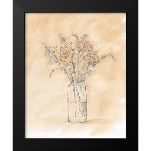 Antique Pastel Floral I Black Modern Wood Framed Art Print by Harper, Ethan