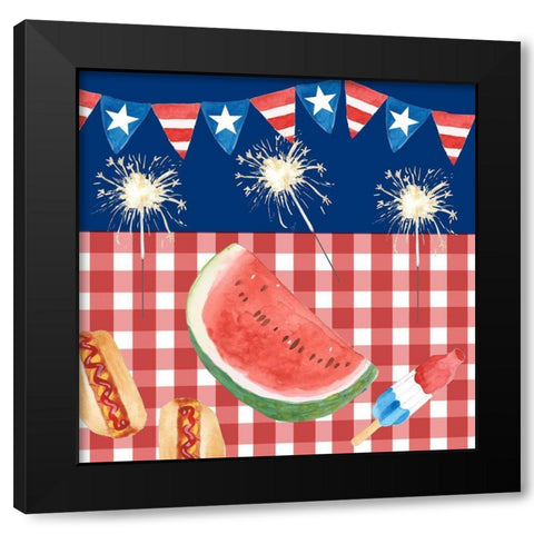 Sizzlin Fourth of July I Black Modern Wood Framed Art Print with Double Matting by Longley, Alicia