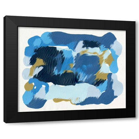 Blue Overture II Black Modern Wood Framed Art Print with Double Matting by Caroline, Emma