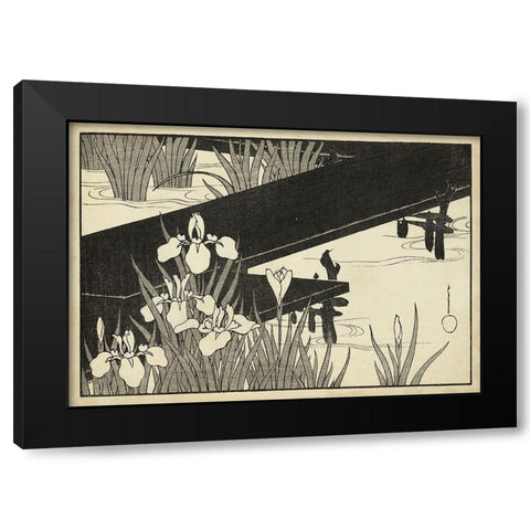 Japanese Irises B Black Modern Wood Framed Art Print with Double Matting by Unknown